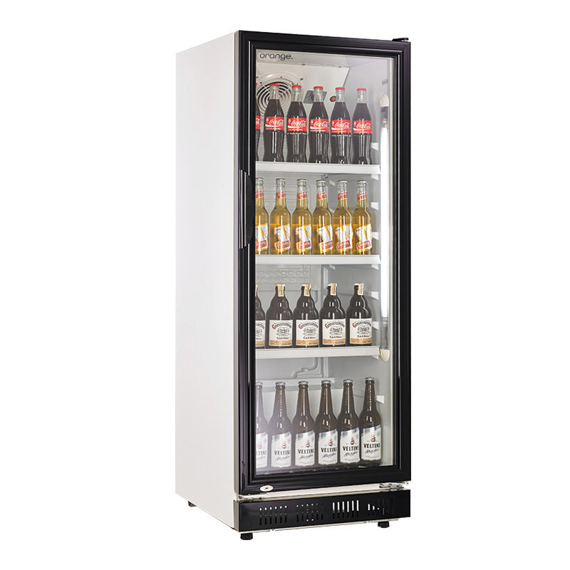 orange Getränkekühlschrank 230L, weiß/schwarz, LED-Beleuchtung