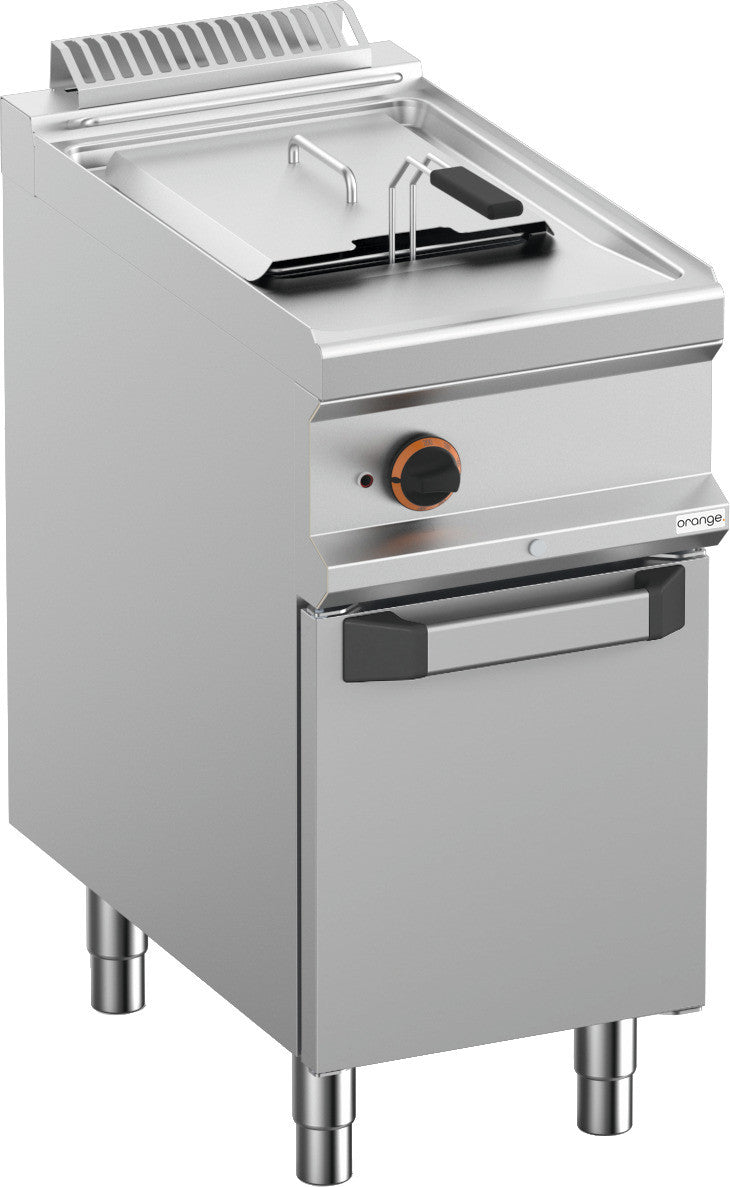 orange Elektro-Fritteuse, 1 x 13 l, mit geschlossenem Unterbau