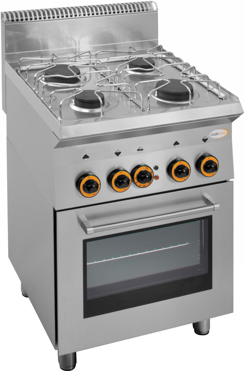 orange Gas-Herd, 4 Brenner, mit Umluft-Backofen