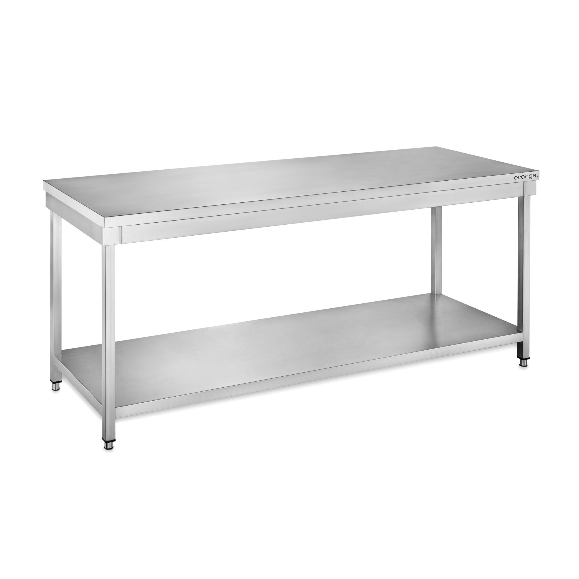 orange Edelstahl Arbeitstisch Basic, mit Grundboden
