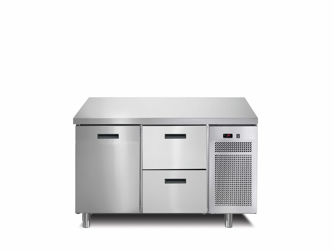 orange Tiefkühltisch 1 Tür 2 Schubladen ohne Aufkantung