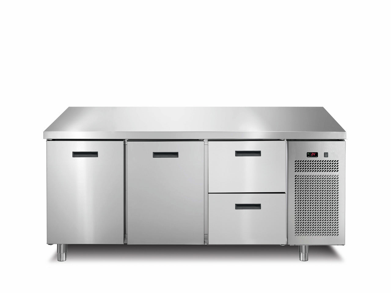 orange Tiefkühltisch 2 Türen 2 Schubladen ohne Aufkantung