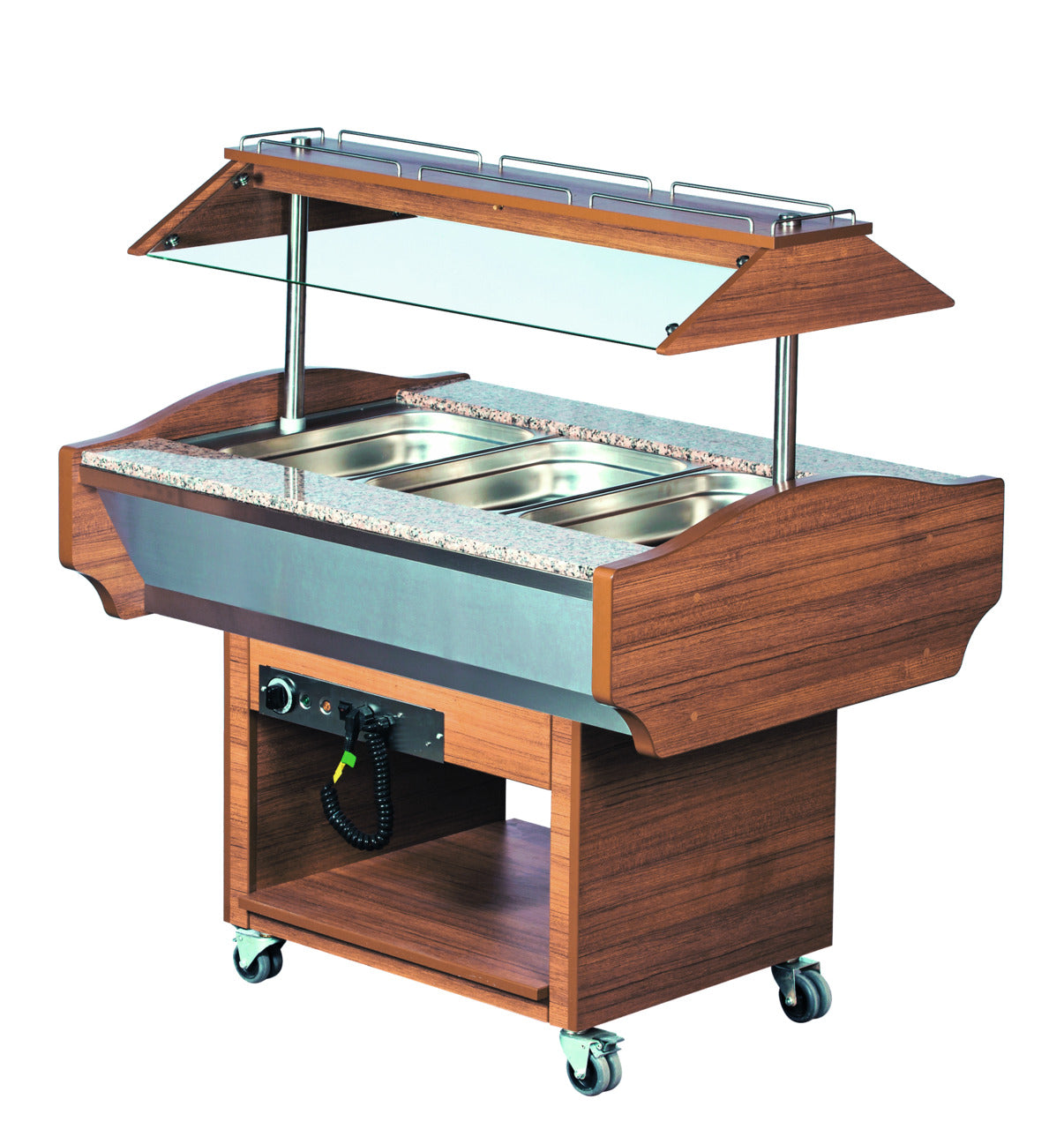 orange Buffet-Insel Bain-Marie-Wanne 1190 mm 3 x GN 1/1