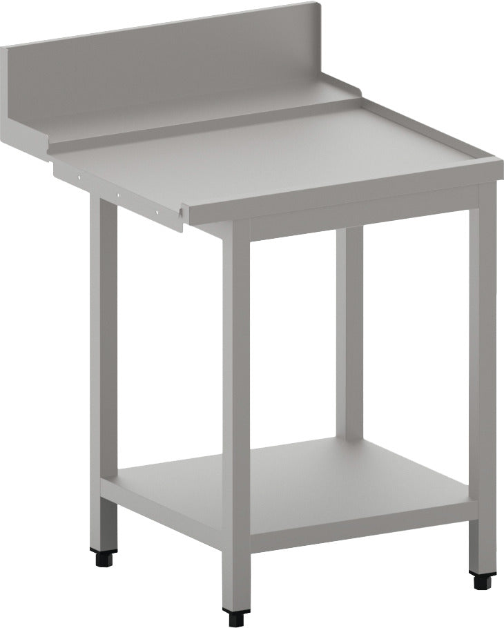 orange Ablauftisch rechts mit Ablagebord und Spritzblech, 600 mm