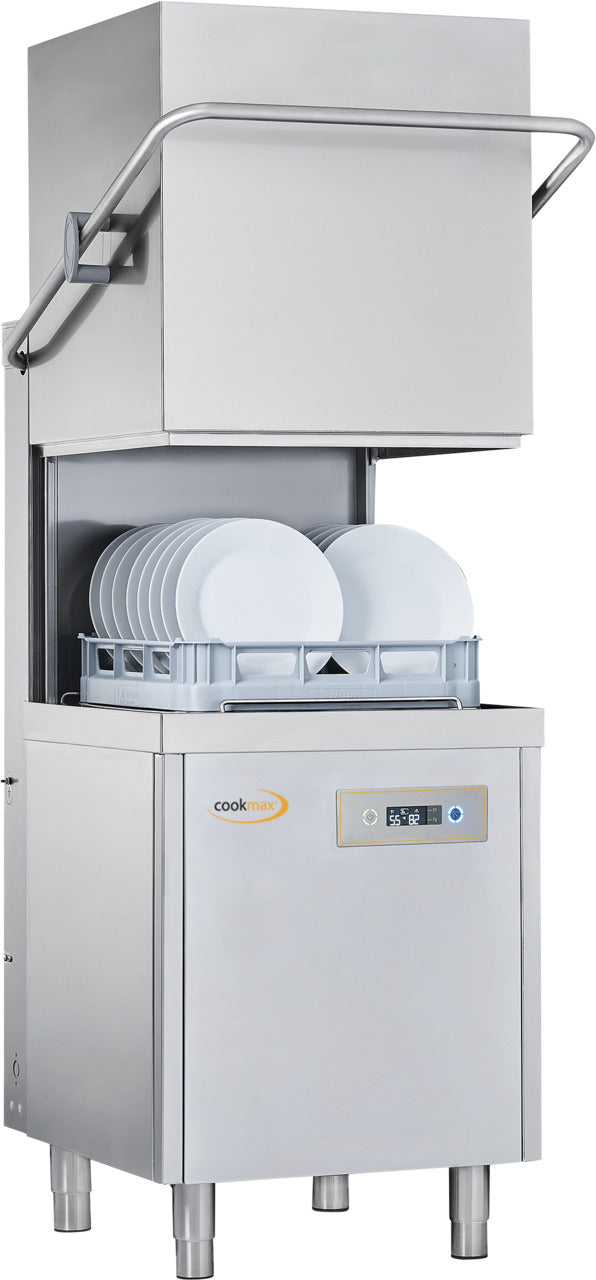 orange Haubengeschirrspüler mit Reinigerdosierer und Klarspüldosierer