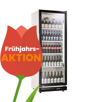 orange Getränkekühlschrank 230L, weiß/schwarz, LED-Beleuchtung