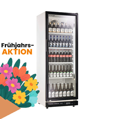 orange Getränkekühlschrank 230L, weiß/schwarz, LED-Beleuchtung