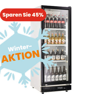 orange Getränkekühlschrank 230L, weiß/schwarz, LED-Beleuchtung