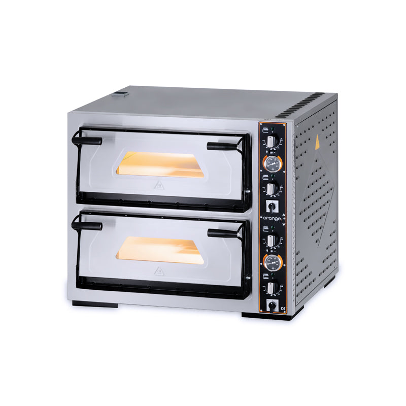 orange Pizzaofen, 2 Kammern, 2x 4x Ø30 cm, Thermostat, 10 kW, 400 V
