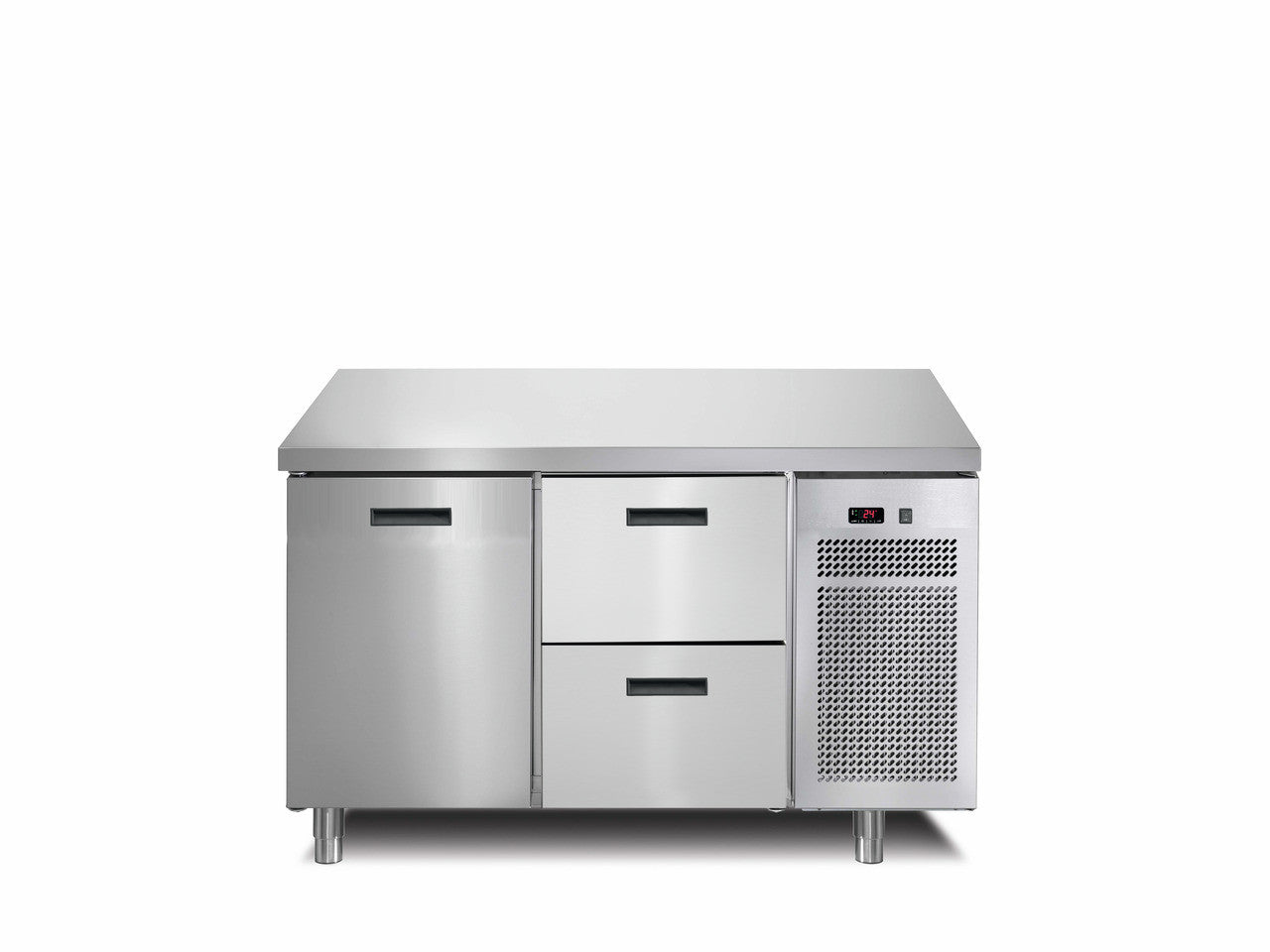 orange Tiefkühltisch 1 Tür 2 Schubladen ohne Aufkantung