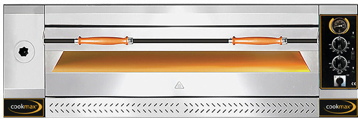 orange Pizzaofen, mit Thermometer, 1 Kammer, für 9 Pizzen ø 350 mm