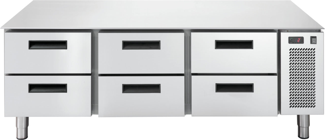 orange Unterbaukühltisch, 6 Schubladen, 129 l