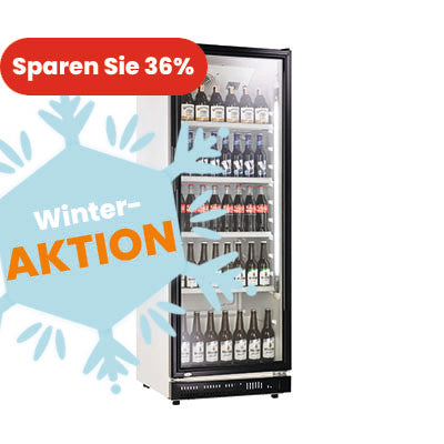 orange Getränkekühlschrank 360L, weiß/schwarz, LED-Beleuchtung