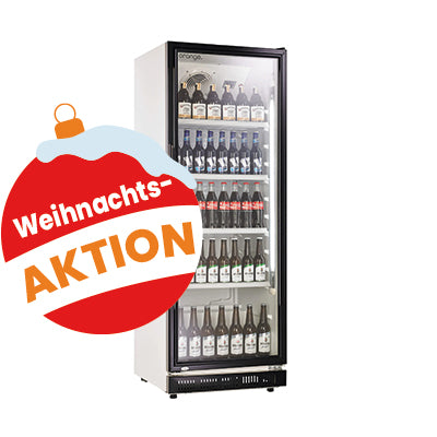 orange Getränkekühlschrank 360L, weiß/schwarz, LED-Beleuchtung