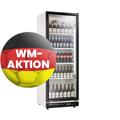orange Getränkekühlschrank 230L, weiß/schwarz, LED-Beleuchtung