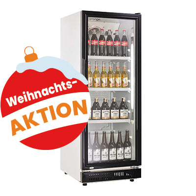 orange Getränkekühlschrank 230L, weiß/schwarz, LED-Beleuchtung