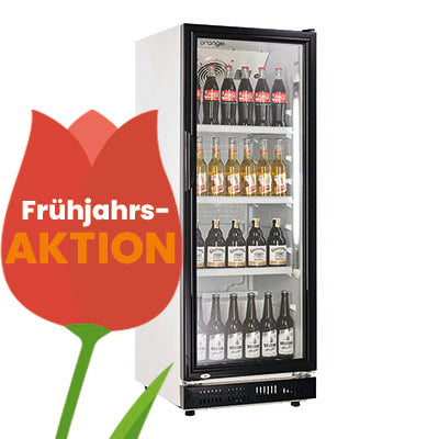 orange Getränkekühlschrank 360L, weiß/schwarz, LED-Beleuchtung