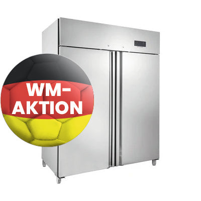 orange Edelstahl-Kühlschrank 1350L, GN 2/1, R290, Umluftkühlung