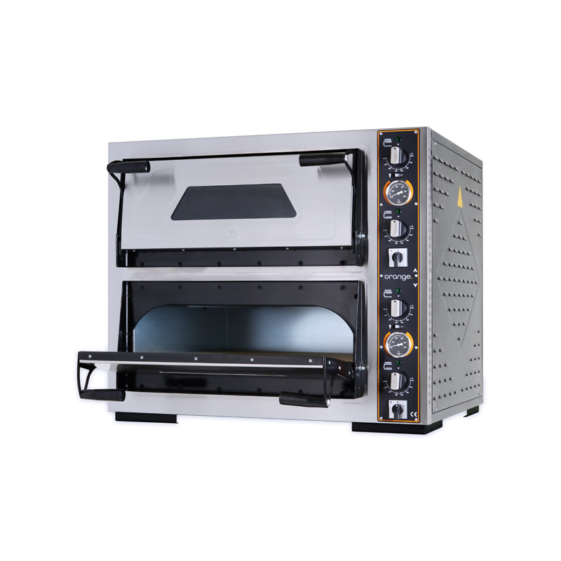orange Pizzaofen, 2 Kammern, 2x 4x Ø30 cm, Thermostat, 10 kW, 400 V